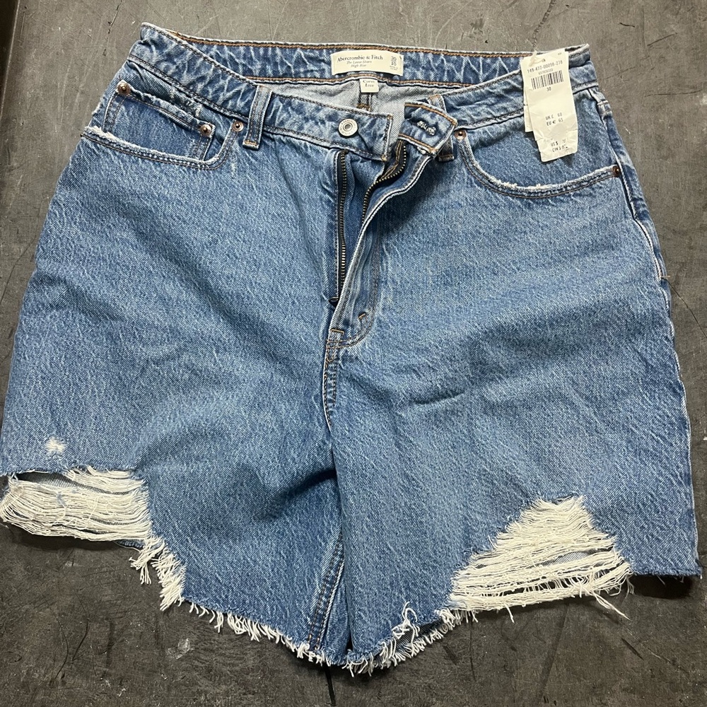 Abercrombie & Fitch Distressed Blue Jean Shorts